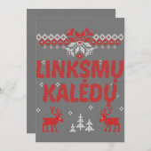 Invitation Linksmu Kaledu cadeau de Noël lituanien joyeux (Devant / Derrière)