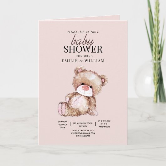 Invitation L'Invitation Baby shower De L'Ours En Teddy Peut A (Devant)