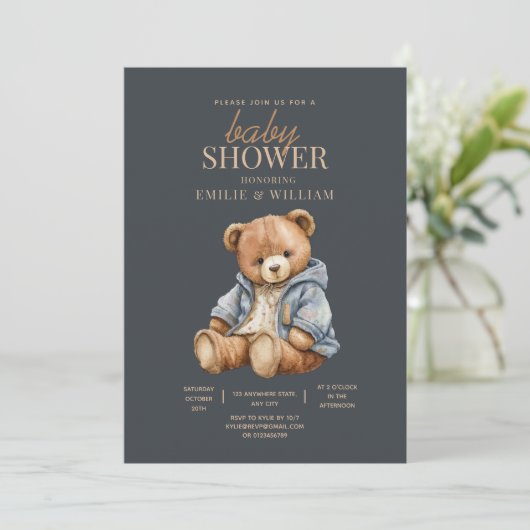 Invitation L'Invitation Baby shower De L'Ours En Teddy Peut A (Debout devant)