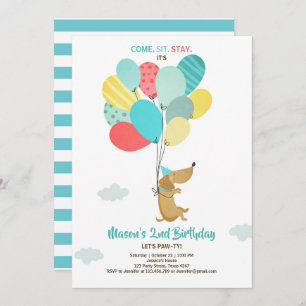 Invitation L'invitation d'anniversaire de chiot monte en