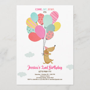 Invitation L'invitation d'anniversaire de chiot monte en