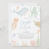 Invitation L'invitation d'anniversaire de la mer, sous la mer (Devant)