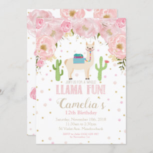 Invitation L'invitation d'anniversaire de lama rougissent