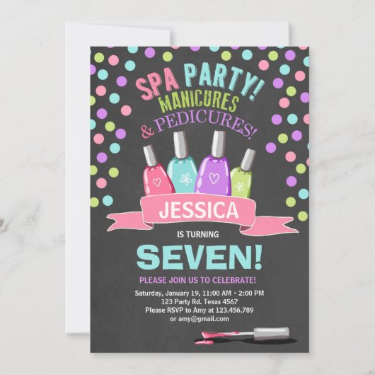 Invitation L'invitation d'anniversaire de spa Manicures la (Devant)
