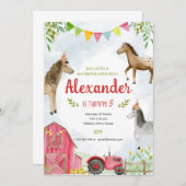 Invitation L'invitation d'anniversaire des chevaux de ferme (Devant / Derrière)