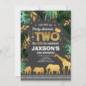 Invitation L'Invitation D'Anniversaire Sauvage Des Animaux De (Devant)