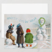 Invitation L'invitation de bonhomme de neige (Devant / Derrière)