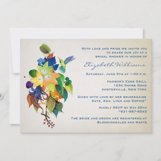 Invitation L'invitation de Fête de la mariée de colibri (Devant)