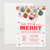 Invitation L'invitation de fête de vacances de Noël mangent (Devant / Derrière)