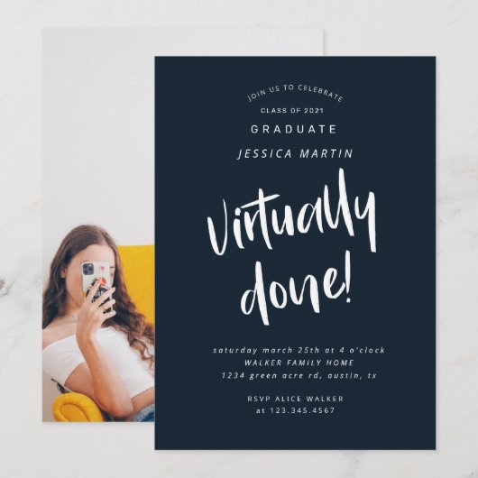 Invitation l'invitation de la fête photo de remise de diplôme (Devant / Derrière)