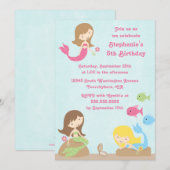 Invitation L'invitation de la mignonne fille à la fête d'anni (Devant / Derrière)