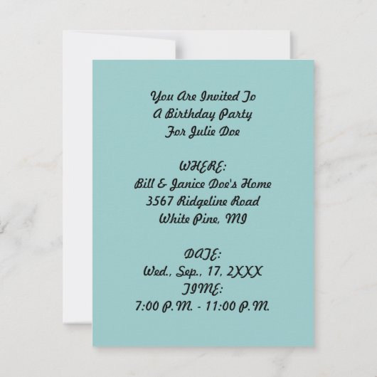 INVITATION L'INVITATION DE LA PARTIE THÈME MERMAID ~ EZ À CUS (Dos)