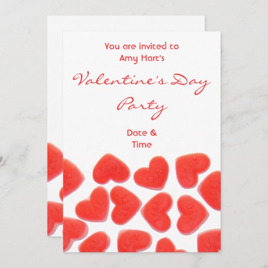Invitation L'invitation de la Saint Valentin des Coeurs Doux (Devant / Derrière)