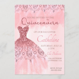 Invitation L'invitation de Quinceanera rougissent