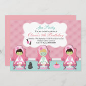 Invitation L'invitation de spa de filles choient l'invitation (Devant / Derrière)