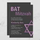Invitation L'invitation des Bat mitzvah modernes - gris foncé (Devant / Derrière)