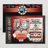 Invitation L'invitation du mariage rouge noir de Las Vegas (Devant / Derrière)