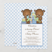 Invitation L'invitation jumelle de baby shower de garçons (Devant / Derrière)