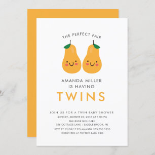 Invitation L'Invitation Parfait Baby shower Twins Pair