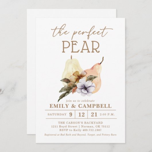 Invitation L'invitation parfaite à la poire (Devant / Derrière)