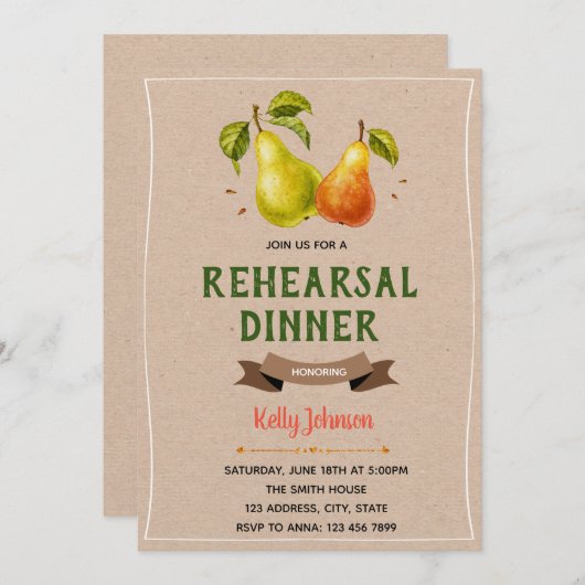 Invitation L'invitation parfaite pour le dîner de répétition (Devant / Derrière)