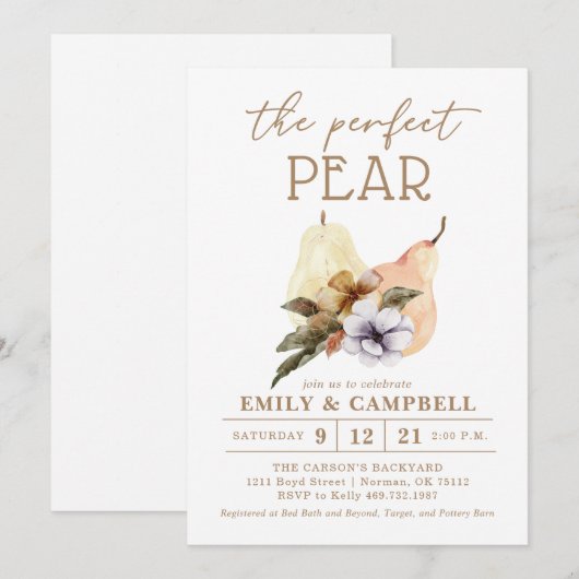 Invitation L'invitation Poire Parfaite (Devant / Derrière)