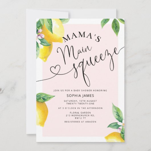 Invitation L'invitation principale de maman au baby shower de (Devant)