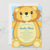 Invitation Lion Anniversaire Bleu (Devant)