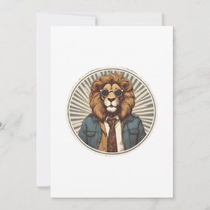 Invitation Lion avec lunettes de soleil
