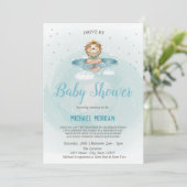 Invitation Lion Avion Conduite Par Baby shower (Debout devant)
