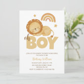 Invitation Lion Baby shower Oh Boy Safari (Debout devant)
