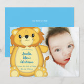 Invitation Lion Baby shower Zoo Circus Blue Boy (Devant / Derrière)