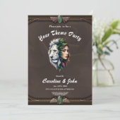 Invitation Lion blanc et femme (Debout devant)