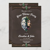 Invitation Lion blanc et femme (Devant / Derrière)