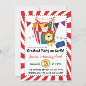 Invitation Lion Circus fête d'anniversaire (Devant)