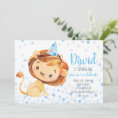 Invitation Lion Confetti Premier anniversaire Safari Jungle B (Debout devant)