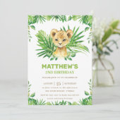 Invitation Lion Cub Jungle Tropical Green Party d'anniversair (Debout devant)