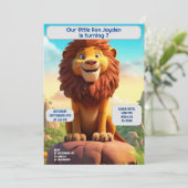 Invitation Lion d'anniversaire Nom personnalisé Enfants d'âge (Debout devant)