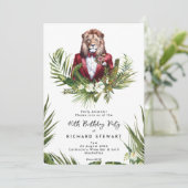 Invitation lion de la jungle tropicale fête du 40e anniversai (Debout devant)