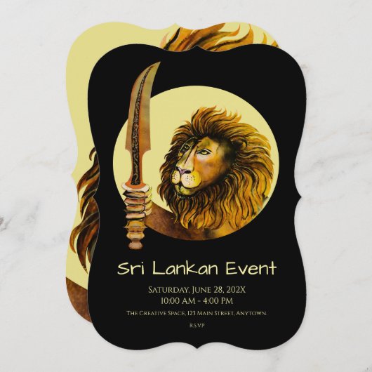 Invitation Lion du Sri Lanka (Devant / Derrière)