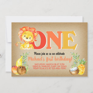Invitation Lion garçon 1er anniversaire invitation, invitatio