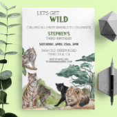Invitation Lion Grands Félins Jungle Safari Anniversaire Sauv