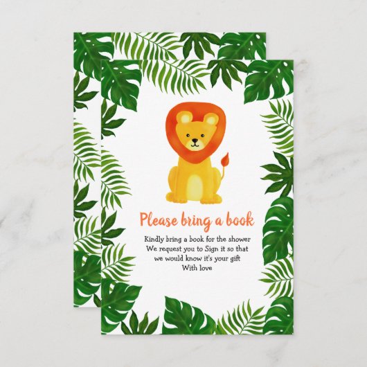 Invitation Lion Jungle Safari animal | Forêt Apporter Un Livr (Devant / Derrière)