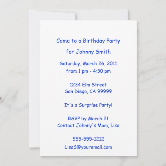 Invitation Lion mignon (Dos)