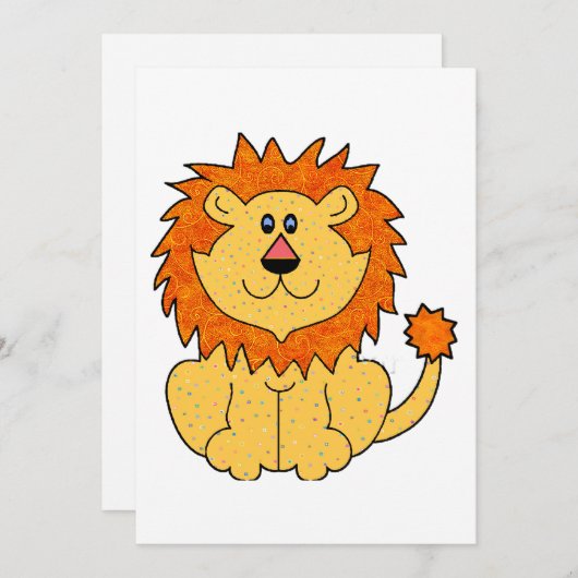 Invitation Lion mignon (Devant / Derrière)