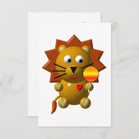 Invitation Lion mignon avec une Lollipop (Devant / Derrière)