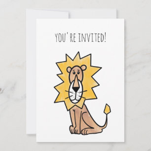 Invitation lion mignon dessin animé enfants rétro safari jung