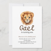 Invitation Lion Premier Roi de la Jungle Anniversaire (Devant)