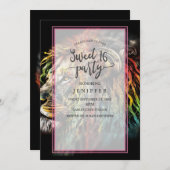 Invitation Lion Rasta coloré avec casque (Devant / Derrière)