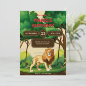 Invitation Lion roi de la jungle anniversaire (Debout devant)